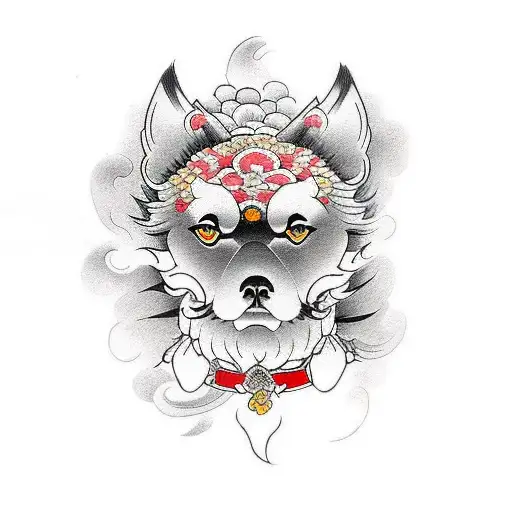 Japanese fu dog tattoo design idea