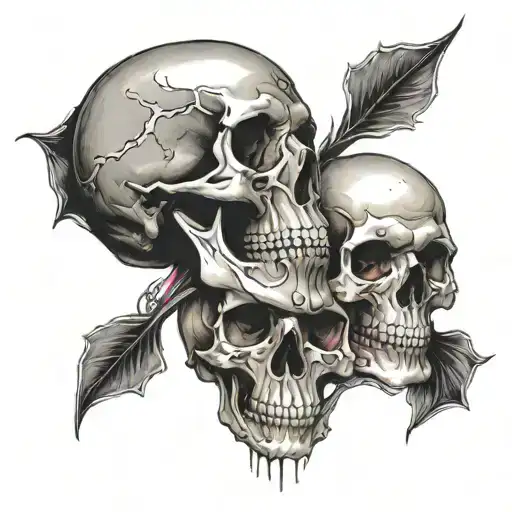 skulls facing each other tattoo design idea