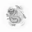Chinese dragon with a yin yang pattern as its scales tattoo design idea