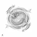 Chinese dragon with a yin yang pattern as its scales tattoo design idea