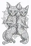 369, Dragonball, 2 Russian blue cats, religious cross, dj, edm tattoo design idea