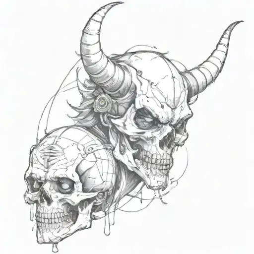 Combine your love for trash polka with your dark mindset to create a unique tattoo design that represents your inner demon in a sketch style tattoo design idea