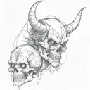 Combine your love for trash polka with your dark mindset to create a unique tattoo design that represents your inner demon in a sketch style tattoo design idea