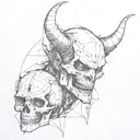 Combine your love for trash polka with your dark mindset to create a unique tattoo design that represents your inner demon in a sketch style tattoo design idea