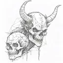 Combine your love for trash polka with your dark mindset to create a unique tattoo design that represents your inner demon in a sketch style tattoo design idea