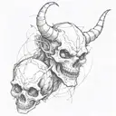 Combine your love for trash polka with your dark mindset to create a unique tattoo design that represents your inner demon in a sketch style tattoo design idea