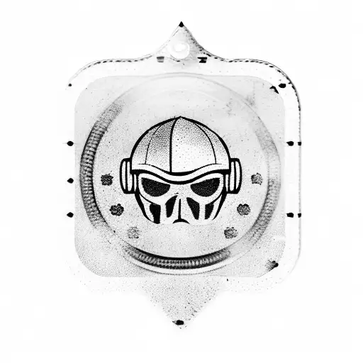 Railroad Crossing with army helmet and dog tags tattoo design idea