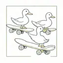 3 ducks on skateboards tattoo design idea