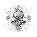 skull and ocean tattoo design idea