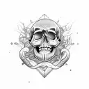 skull and ocean tattoo design idea