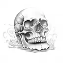 skull and ocean tattoo design idea
