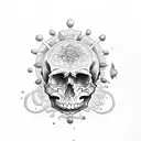 skull and ocean tattoo design idea