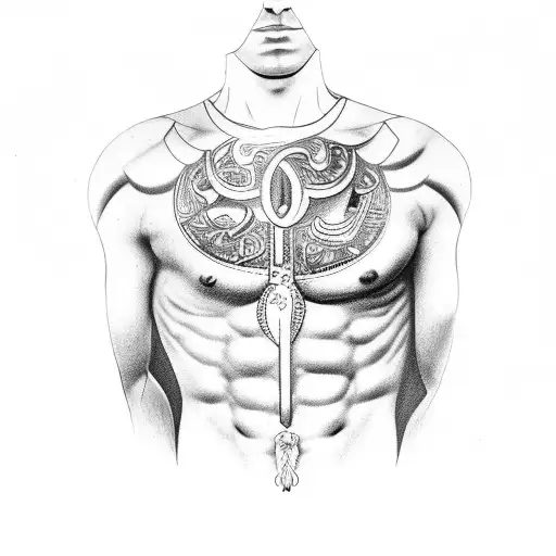 chest tattoo of the greek god perseidon tattoo design idea