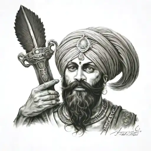 Sikh warrior tattoo featuring the Harman or sahib  tattoo design idea