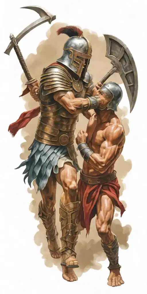 gladiator fighting tattoo design idea