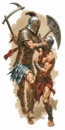 gladiator fighting tattoo design idea