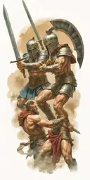 gladiator fighting tattoo design idea