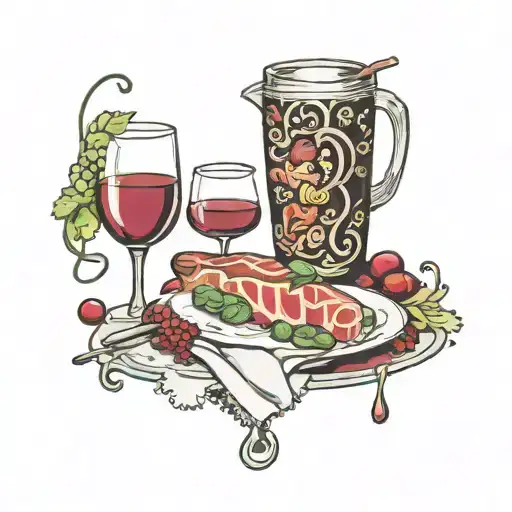 wine meal tattoo design idea