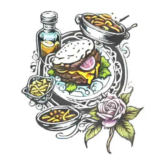 gourmet meal tattoo design idea