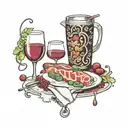 wine meal tattoo design idea