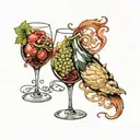 wine meal tattoo design idea