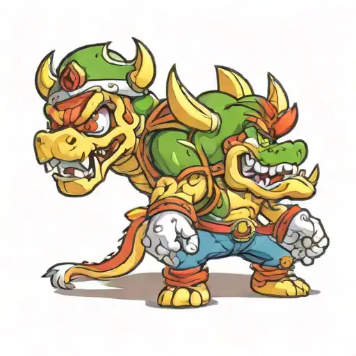 bowser holding Mario's skull tattoo design idea