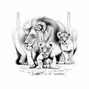 Lion with cubs in Saharan Africa tattoo design idea