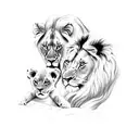 Lion with cubs in Saharan Africa tattoo design idea
