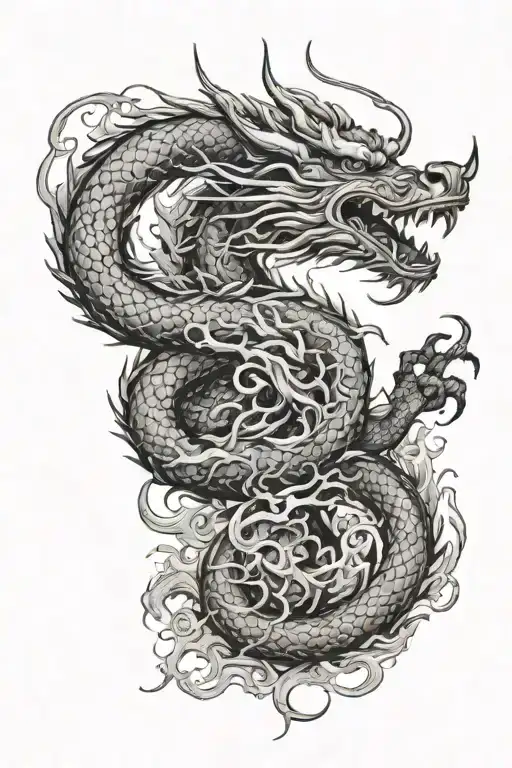 Chinese dragon spit roasted wild boar tattoo design idea