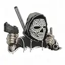 gun rose ski mask money el brazo tattoo design idea