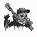 gun rose ski mask money el brazo tattoo design idea