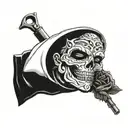 gun rose ski mask money el brazo tattoo design idea