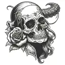 woman face rose scorpion skull tattoo design idea