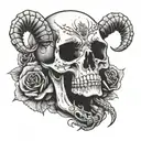 woman face rose scorpion skull tattoo design idea