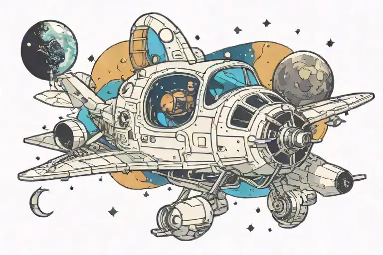 nasa voyager with nebulae tattoo design idea