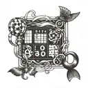 Combine a bingo card with a courier package and musical symbols for a one-of-a-kind tattoo tattoo design idea