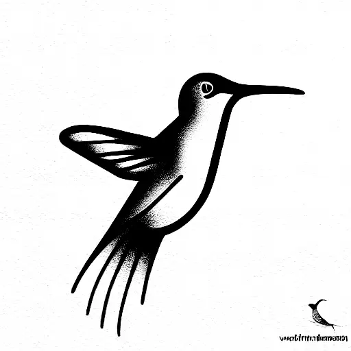 humming bird flying in black only tattoo design idea