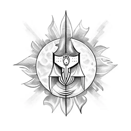 medival sun and moon as knights tattoo design idea