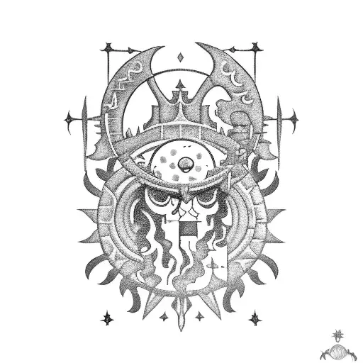 two medival knights with sun and moon for heads tattoo design idea