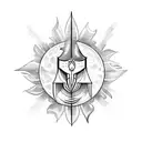 medival sun and moon as knights tattoo design idea