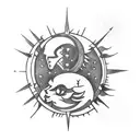 medival sun and moon as knights tattoo design idea