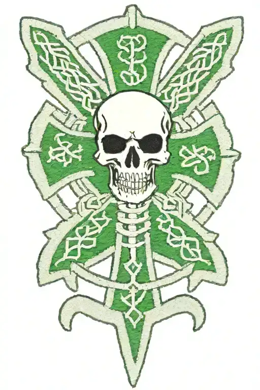 irish, celtic cross, combat, skull, 35th Combat aviation brigade patch, army, 21 years tattoo design idea