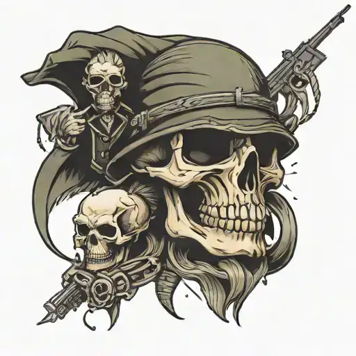 combat, skull, 35th CAB, army, 21 years tattoo design idea
