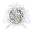 Create an 2d tattoo that features a DNA strand made of metallic and neon-colored circuitry lines. The DNA strand should  tattoo design idea