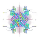 Create an 2d tattoo that features a DNA strand made of metallic and neon-colored circuitry lines. The DNA strand should  tattoo design idea