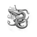 spermwhale and giant squid  tattoo design idea