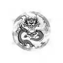 dragon and lion in a karma circle tattoo design idea