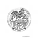 dragon and lion in a karma circle tattoo design idea