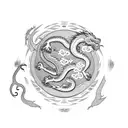 dragon and lion in a karma circle tattoo design idea