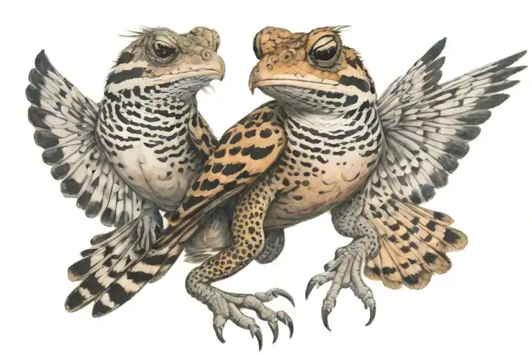 a toad on the back of a flying Hoopoe tattoo design idea